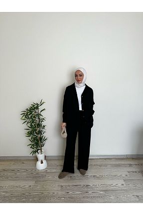 ست بالاتنه و پائین تنه حجاب مشکی زنانه اورسایز huhu - کد 925153797