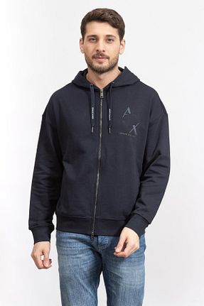 سوئیشرت سرمه ای مردانه کلاه دار Armani Exchange - کد 845585259