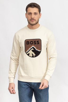 سوئیشرت بژ مردانه ساده BOSS - کد 443077498