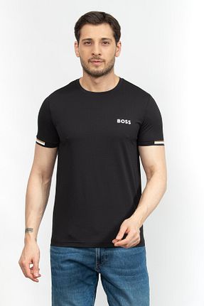 تیشرت مشکی مردانه یقه دوچرخه BOSS - کد 890475196