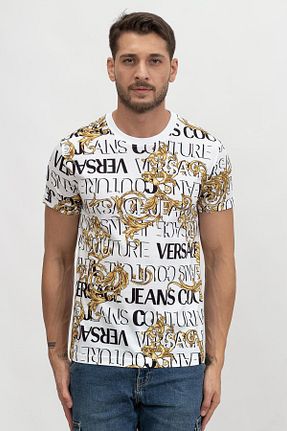 تیشرت سفید مردانه یقه دوچرخه VERSACE JEANS COUTURE - کد 332095703