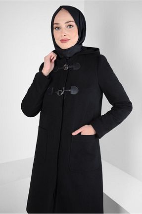 پالتو پشمی حجاب مشکی زنانه رگولار Alvina - کد 789854314