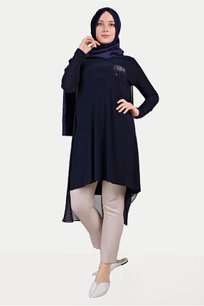 تونیک حجاب سرمه ای زنانه پلی استر Alvina - کد 873174706
