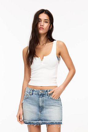 دامن آبی زنانه پنبه ای Pull & Bear - کد 925236415
