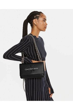 کیف دوشی مشکی زنانه چرم مصنوعی Calvin Klein - کد 853795989