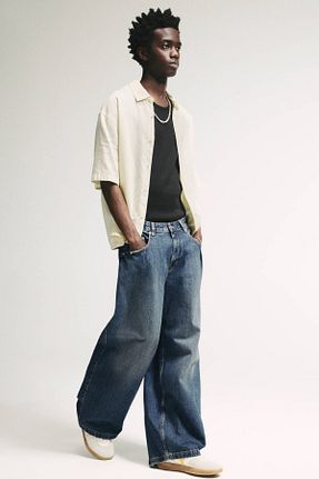 شلوار جین آبی مردانه پاچه گشاد Pull & Bear - کد 925277332
