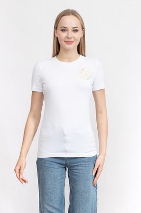 تیشرت سفید زنانه یقه دوچرخه VERSACE JEANS C0UTURE - کد 873704590