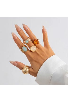 انگشتر جواهر زرد زنانه فلزی Girift Vintage - کد 924761022