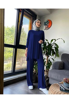 ست بالاتنه و پائین تنه حجاب سرمه ای زنانه Relaxed NİSUM MODA - کد 925287515