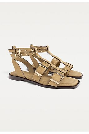 صندل بژ زنانه پاشنه پلتفرم Stradivarius - کد 37841643