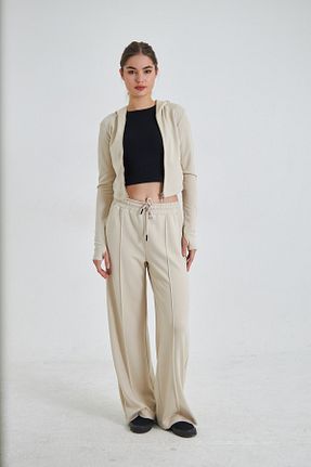 شلوار پارچه ای بژ زنانه بلند The Champ Clothing - کد 925340901