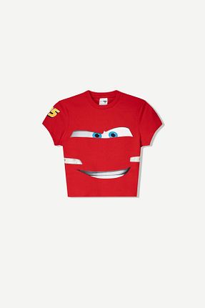 تیشرت قرمز زنانه یقه دگاژه Bershka - کد 925325401