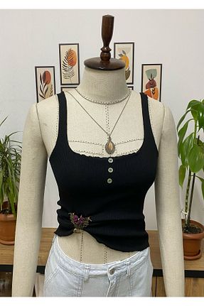 رکابی مشکی زنانه بدون آستین MİO ESTİLO - کد 925324769