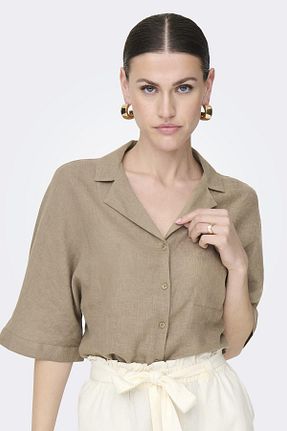پیراهن قهوه ای زنانه گشاد ONLY - کد 925340881