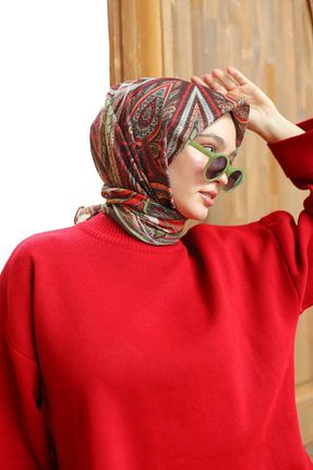 روسری زرشکی پنبه ای Silk Home - کد 888162720