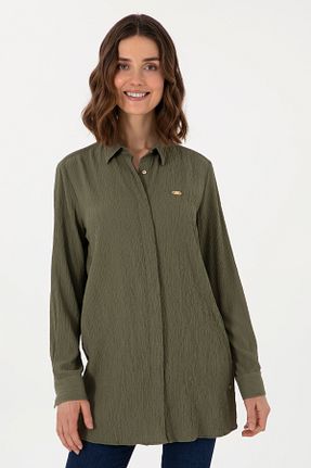 پیراهن خاکی زنانه یقه ایستاده U.S. Polo Assn. - کد 925336881
