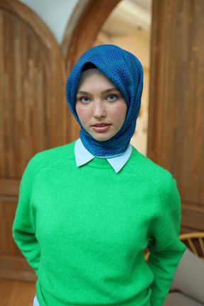 روسری سرمه ای پنبه ای Silk Home - کد 887246436