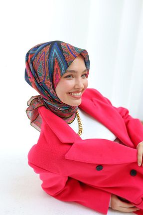روسری سرمه ای پنبه ای Silk Home - کد 888163031