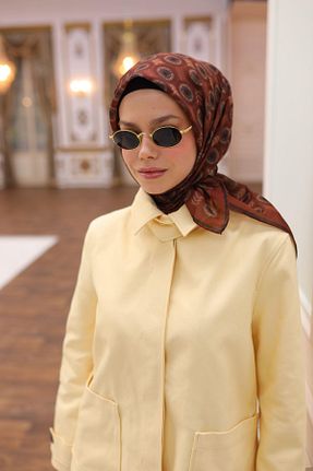 روسری زرشکی پنبه ای Silk Home - کد 902129400