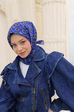 روسری آبی پنبه ای Silk Home - کد 902012008
