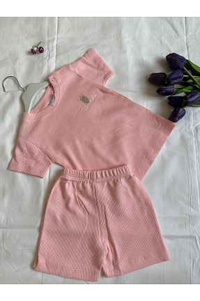 ست بالاتنه و پائین تنه صورتی بچه گانه بافتنی MODA - کد 925351043