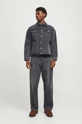 شلوار جین طوسی مردانه پاچه پهن Jack & Jones - کد 880935077