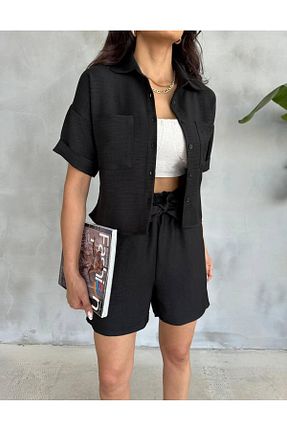 ست بالاتنه و پائین تنه مشکی زنانه بافتنی Famel Butik - کد 925350733