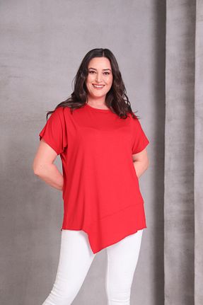 بلوز سایز بزرگ قرمز زنانه سایز بزرگ Ebsumu - کد 679236635