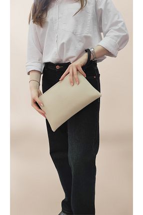 کیف پورتفوی و کلاچ بژ زنانه چرم مصنوعی Butik - کد 890738135