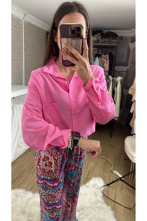 پیراهن صورتی زنانه اورسایز Su Butik - کد 925401796