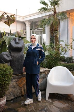 ست گرمکن حجاب سرمه ای زنانه رگولار Wovi Moda - کد 900755863