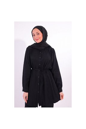 ست بالاتنه و پائین تنه مشکی زنانه کتان La Rose - کد 925412793