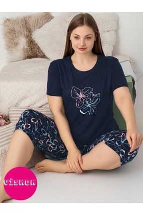 ست لباس راحتی سایز بزرگ رنگی زنانه طرح دار bie