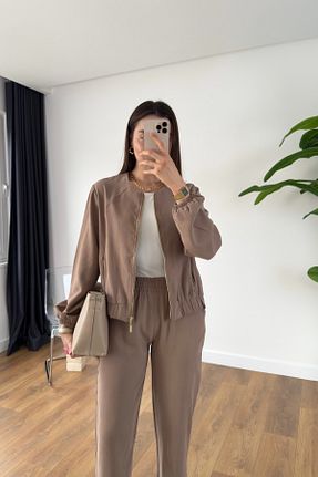 ست بالاتنه و پائین تنه قهوه ای زنانه پلی استر BİRCANÇİL - کد 925415995