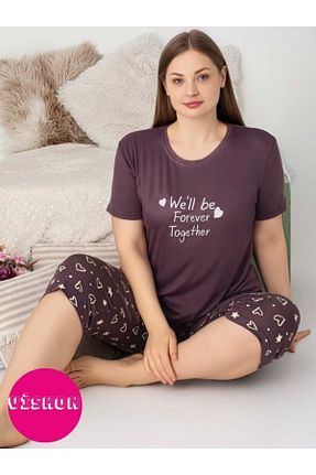 ست لباس راحتی سایز بزرگ رنگی زنانه طرح دار bie