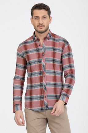 پیراهن زرشکی مردانه اسلیم فیت Klothy - کد 925418894