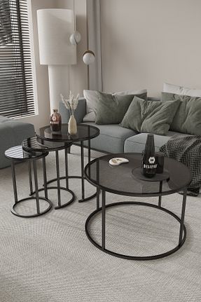 میز جلو مبلی مشکی شیشه Dekoport - کد 726682660