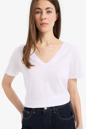 تیشرت سفید زنانه رگولار Defacto - کد 899284299