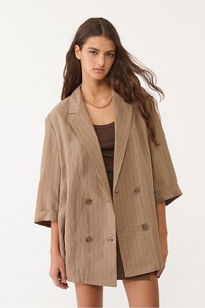 کت قهوه ای زنانه اورسایز Stradivarius - کد 925433962