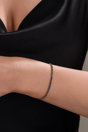دستبند نقره مشکی زنانه 925 عیار Tmt Silver - کد 925449341