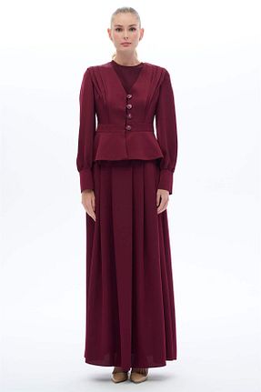 ست بالاتنه و پائین تنه بنفش زنانه بافتنی miha Hicran Önal - کد 925484741