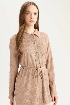 تونیک حجاب بژ زنانه بافتنی Defacto - کد 895947210