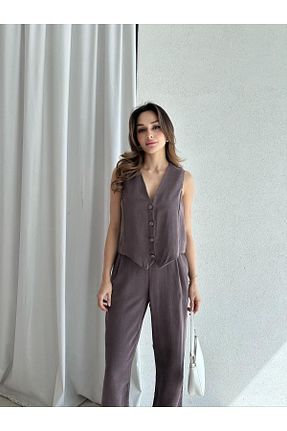 ست بالاتنه و پائین تنه قهوه ای زنانه تریکو Mooi Butik - کد 925831578