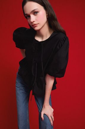 بلوز مشکی زنانه ساده Defacto - کد 895948112