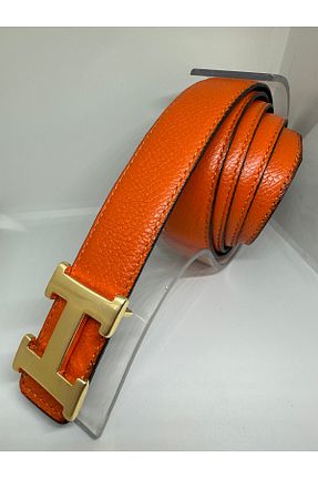 کمربند نارنجی زنانه چرم خالص Yurtsever - کد 925566614