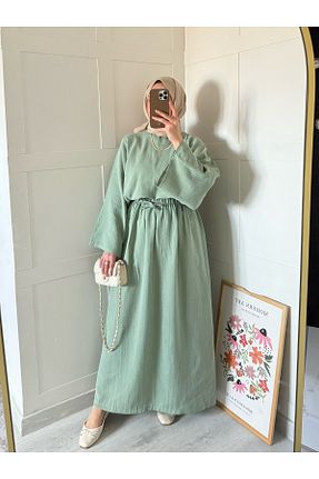ست بالاتنه و پائین تنه نباتی زنانه بافتنی Moda Lippa - کد 925597976