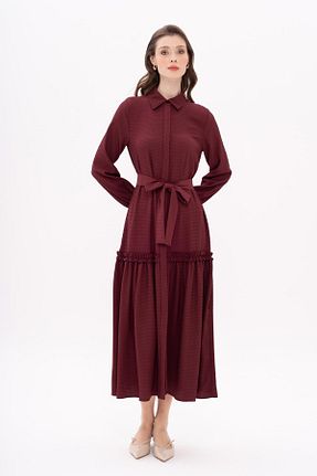 لباس حجاب زرشکی زنانه رگولار Olcay - کد 925608872