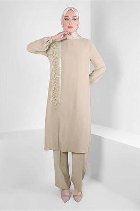 ست بالاتنه و پائین تنه حجاب بژ زنانه رگولار Alvina - کد 803864031