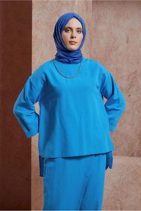 ست بالاتنه و پائین تنه حجاب سرمه ای زنانه رگولار Alvina - کد 818748430