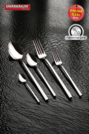 قاشق و چنگال و کارد طوسی 6 نفره Kahramanlar - کد 925653216